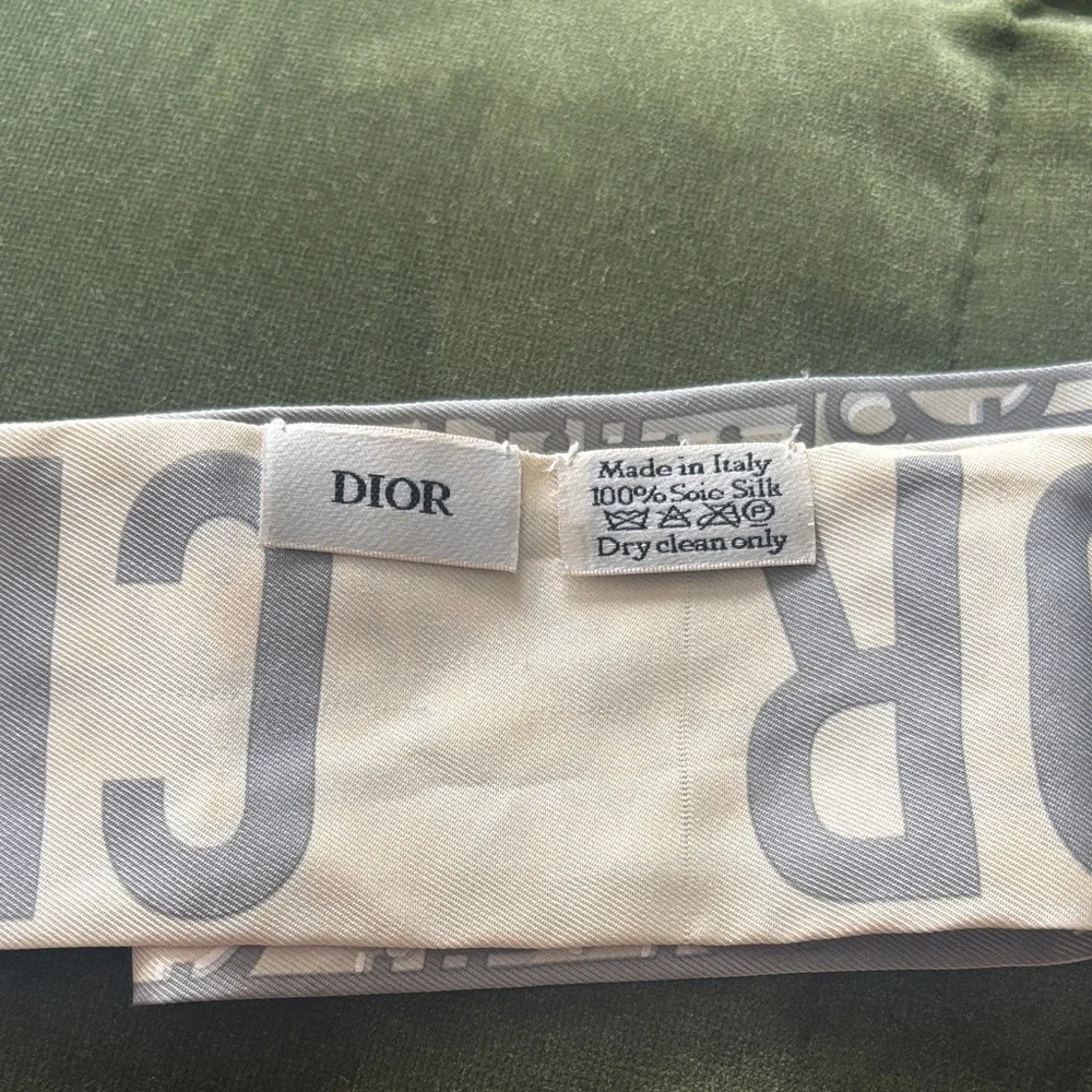 Dior Cream and Gray Silk Scarf